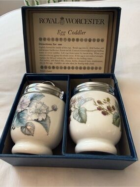 Royal Worcester White Porcelain Egg Coddlers with Floral Motif